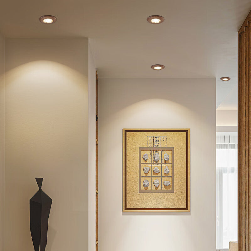 Highendlights Recessed LED Downlight - Walnut Wood Finish, Gold Trim