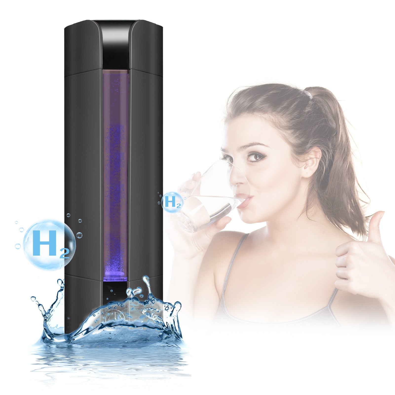 Portable 3-in-1 Hydrogen Water Generator Bottle & Inhalation Device | Hydrogen-Rich Water Maker