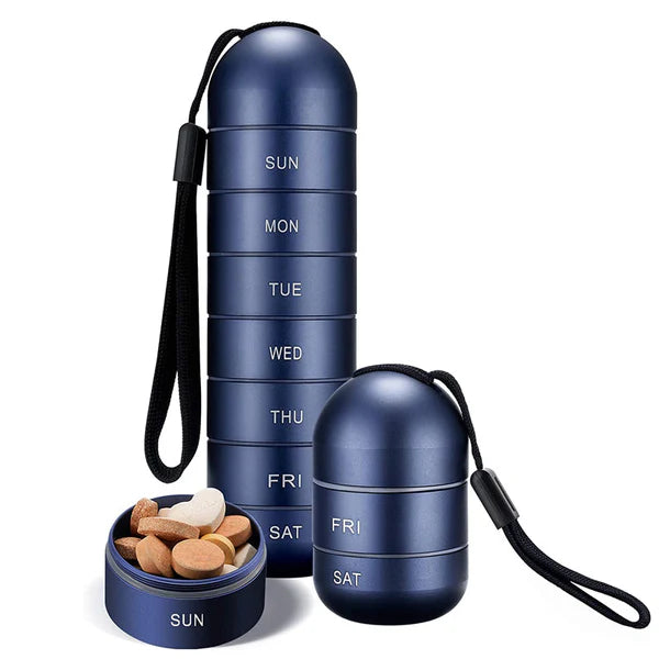 Portable Aluminum 7-Day Pill Organizer for Travel