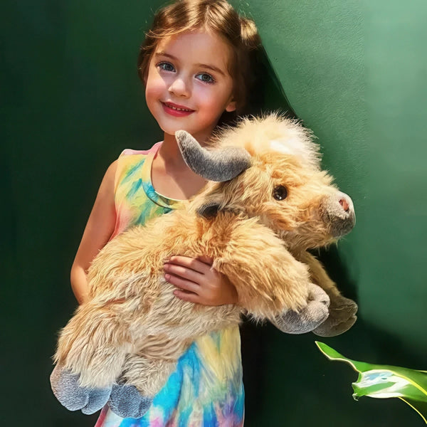 Cute Highland Cow Plush Toy - Soft Stuffed Cartoon Cuddly Animal
