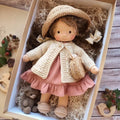 Cotton Waldorf Style Doll with Kawaii Details and Fabric Packaging