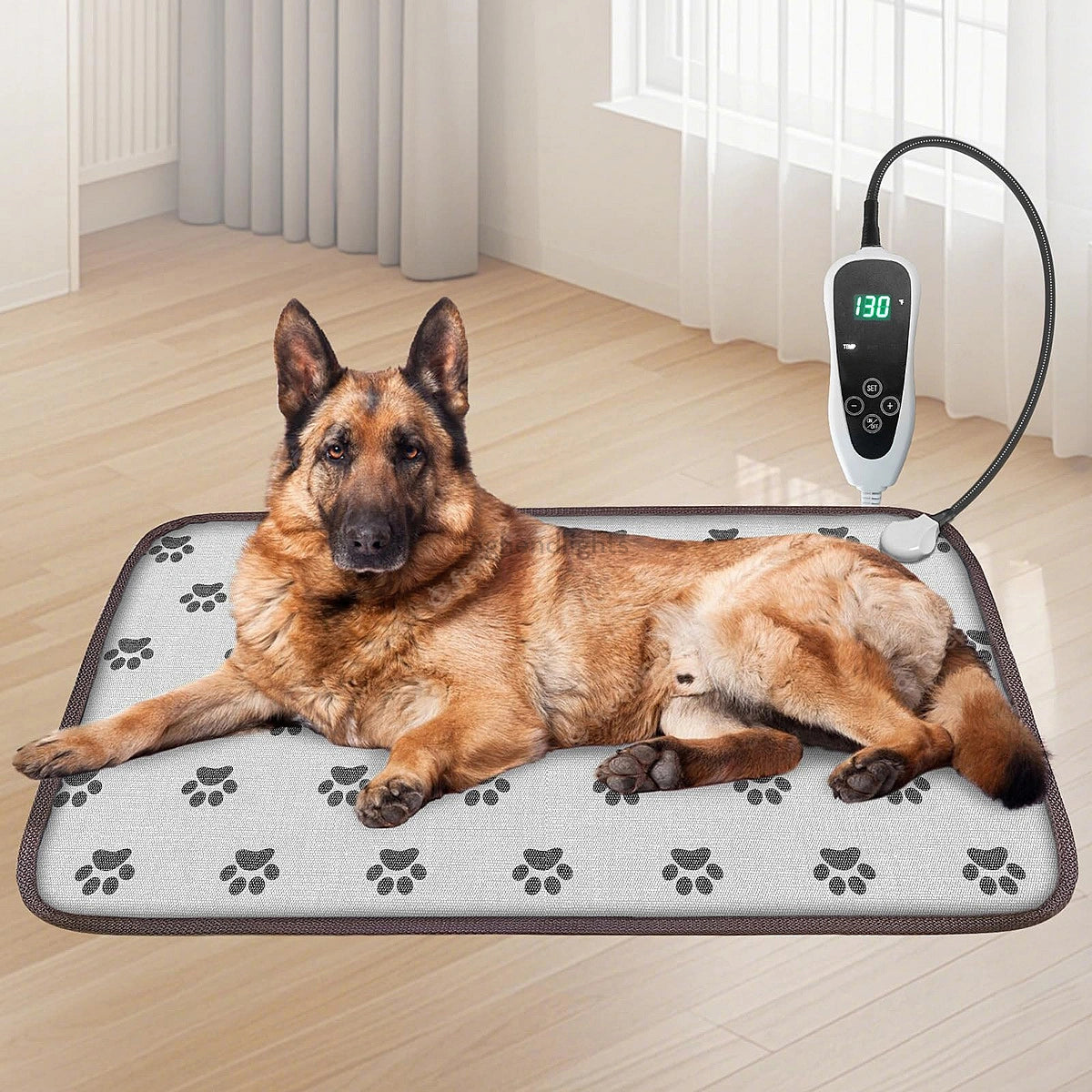 Heated Dog Pad with Adjustable Thermostat and Waterproof Cover