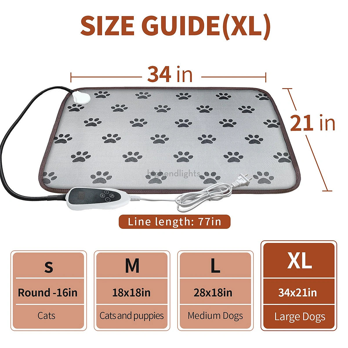 Heated Dog Pad with Adjustable Thermostat and Waterproof Cover