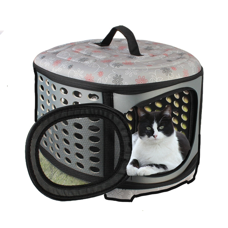 Collapsible Cat Carrier Round - Portable Folding Handbag for Cats