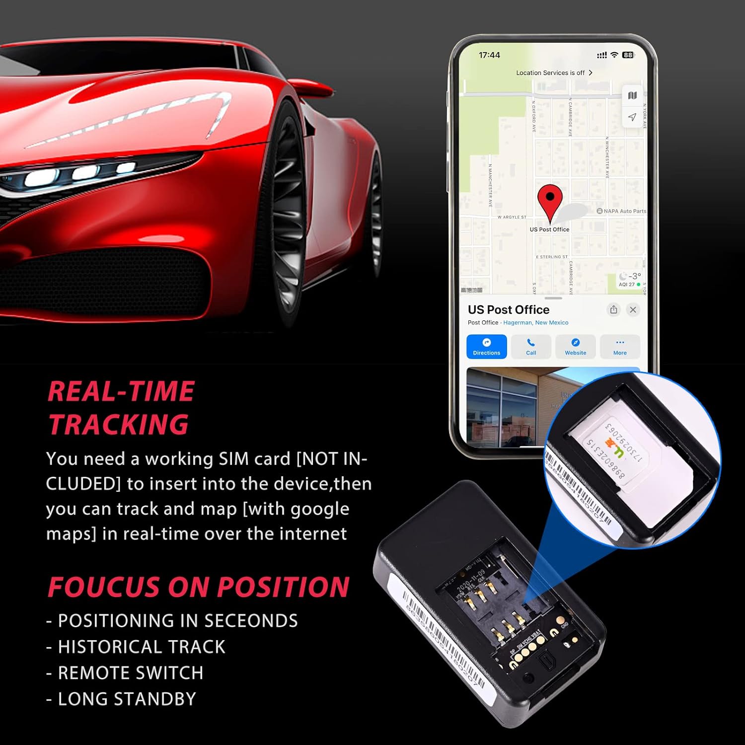 Mini GPS Vehicle Tracker | Magnetic, Waterproof, No-Fee Tracking