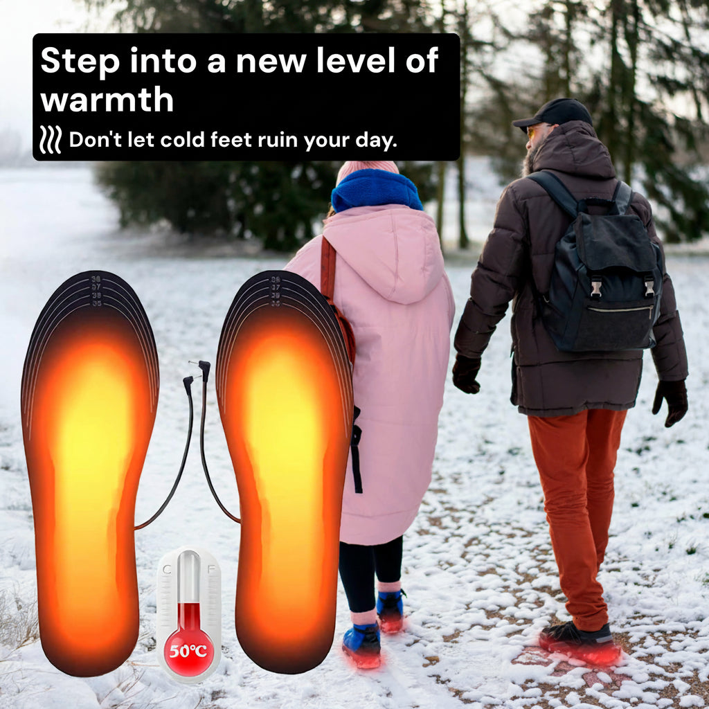 Rechargeable Heated Insoles - Electric Foot Warmers for Boots & Winter Work