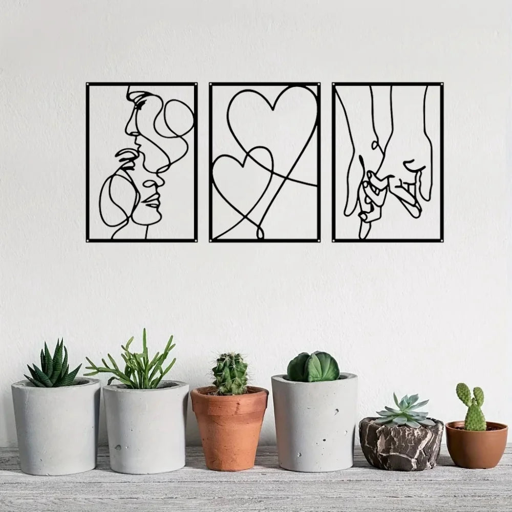 Modern Minimalist Metal Wall Art - Valentine’s Day Kiss Hand Design for Stylish Interiors