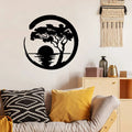Romantic Sunset Old Tree Metal Wall Art - Silhouette Wall Decor for Living Room, Bedroom, Office, or Entryway - Modern Home Crafts Decoration