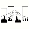 Minimalist Metal Mountain Wall Art Set - 4pcs Modern Geometric Decor for Home, Office, Bedroom & Living Spaces