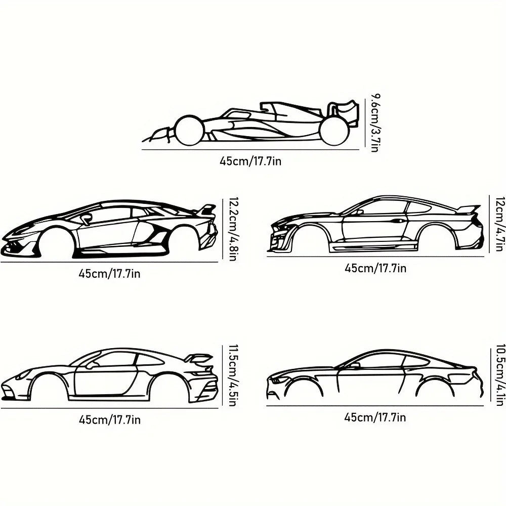 Premium Hot Border Metal Line Sports Car Wall Art - Iron Car Decoration, Unique Hanging Ornament for Garage & Room Decor