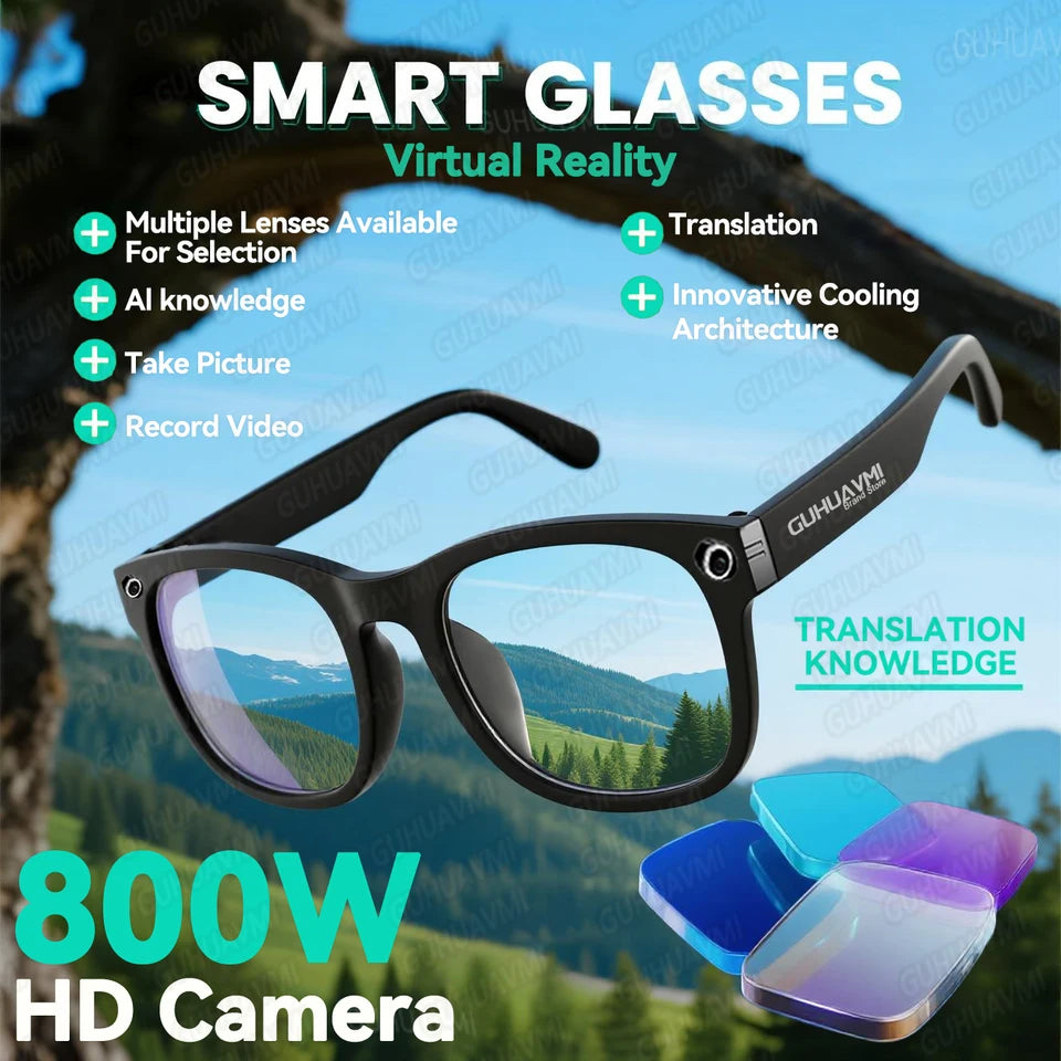 Smart AI Glasses with 800W Pixel 6K HD Camera & Translation - SG01