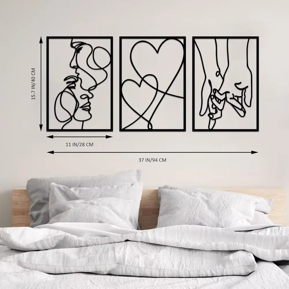 Modern Minimalist Metal Wall Art - Valentine’s Day Kiss Hand Design for Stylish Interiors