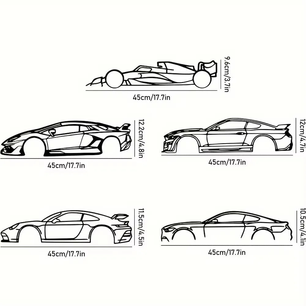 Stylish Iron Sports Car Wall Art – Hot Border Metal Line Design for Auto Enthusiasts and Car Lovers