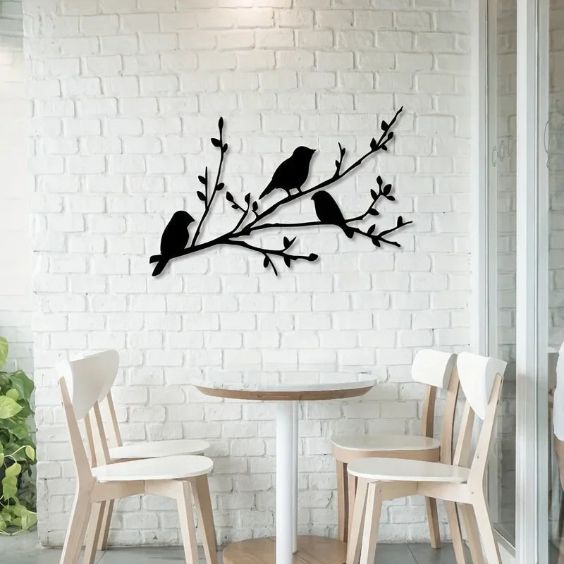Bird on a Branch Metal Wall Art - Unique Tree Decor for Home, Housewarming Gift, Elegant Bird Design Metal Wall Sign