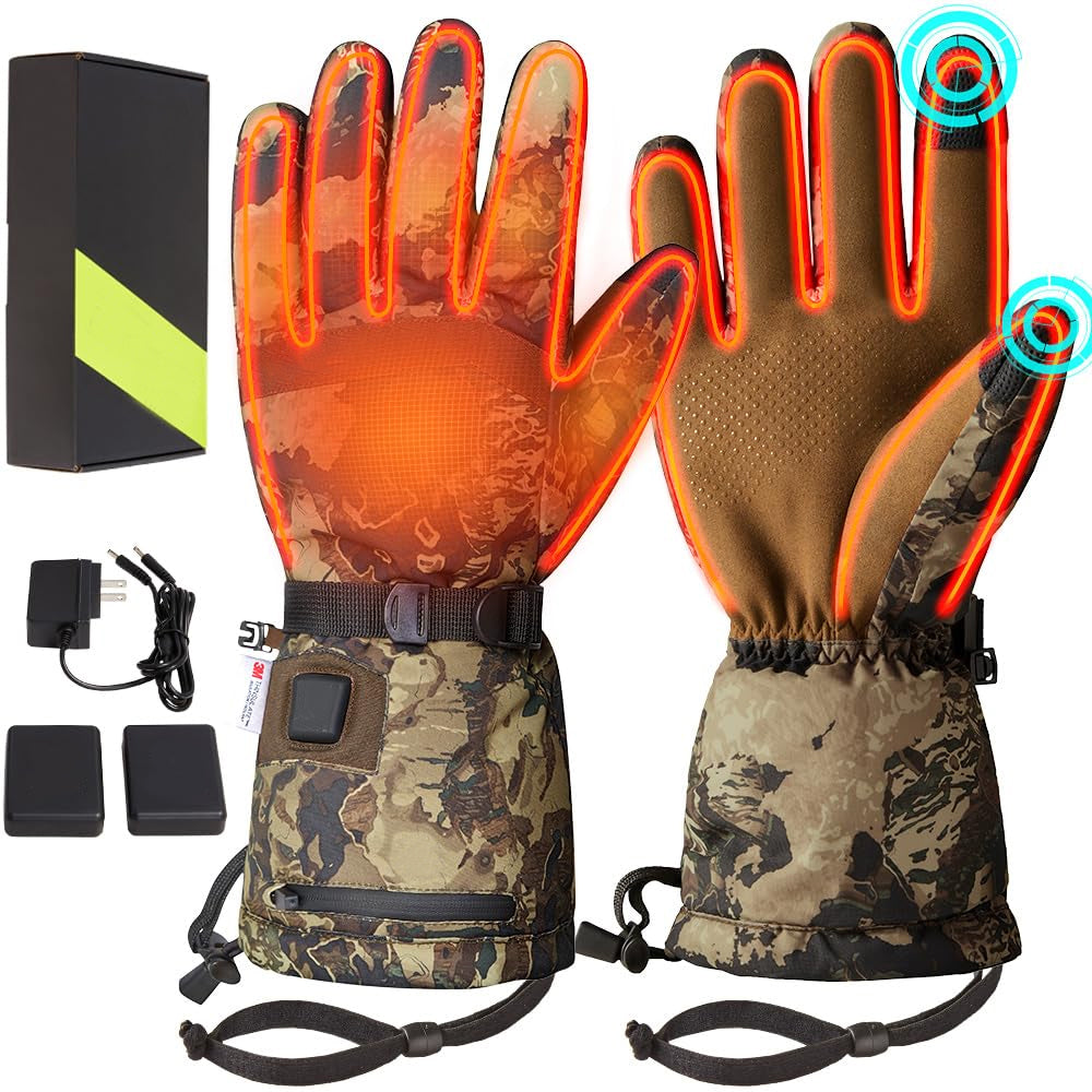 Camo Heated Gloves – Waterproof, Rechargeable, Winter Outdoor Use
