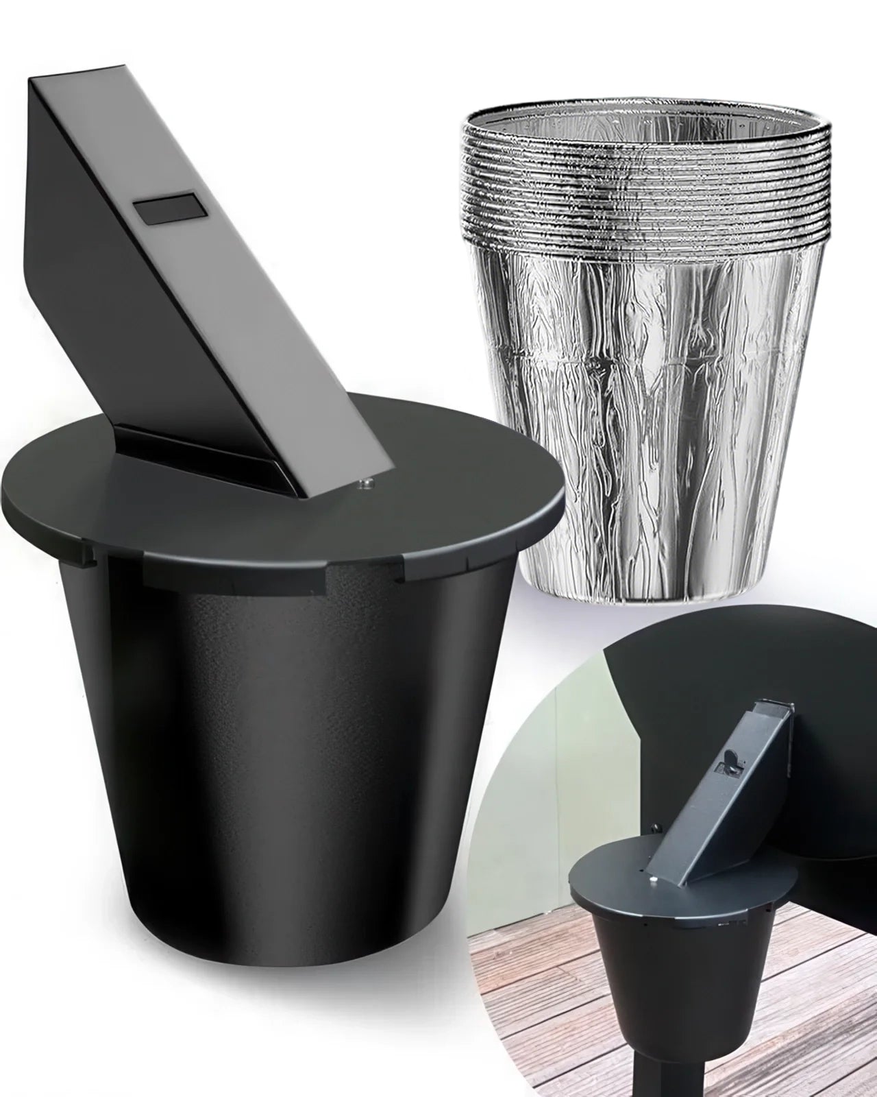 Upgraded Enclosed Grease Bucket with Lid & Disposable Foil Liner for Pellet Grills