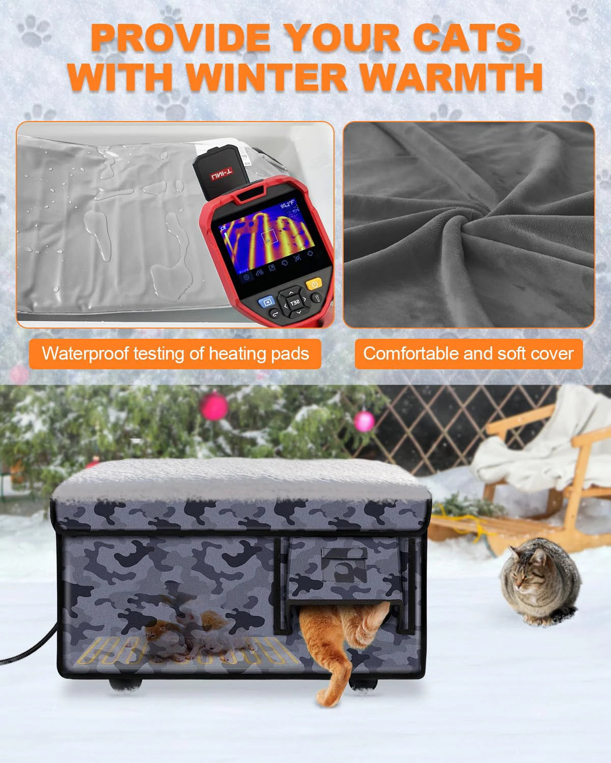 Weatherproof Heated Outdoor Cat House - Insulated Winter Shelter with Heated Pad