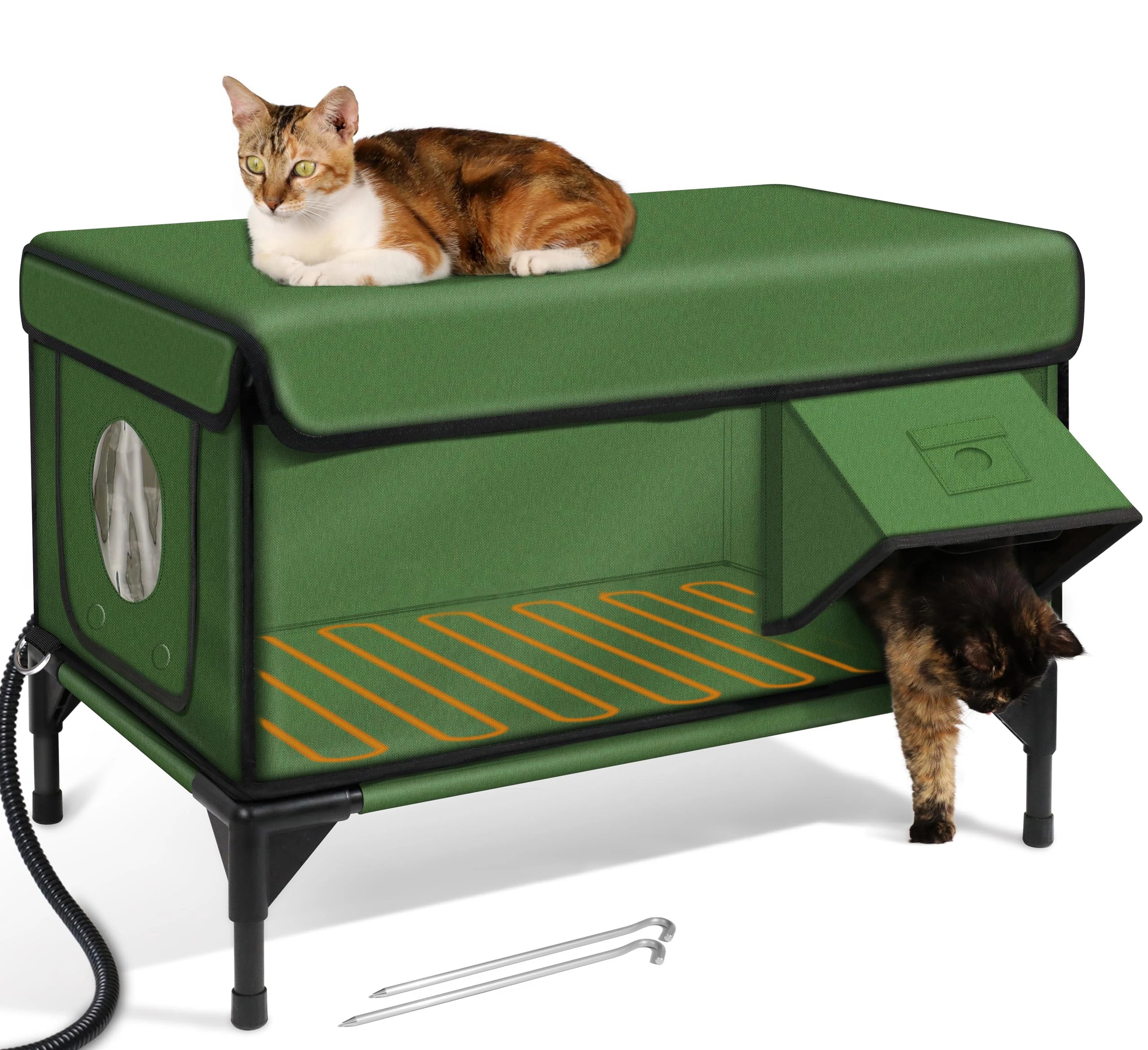 Weatherproof Heated Outdoor Cat House - Insulated Winter Shelter with Heating Pad