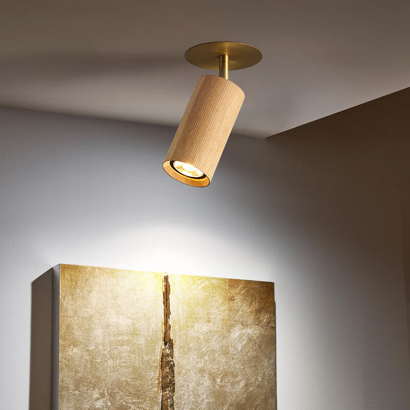 Highendlights Surface-Mounted Spotlight - Modern Japanese Wood & Brass
