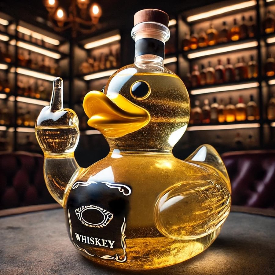 Funny Middle Finger Whiskey Duck Bottle