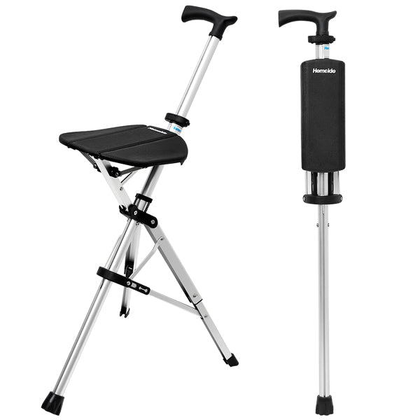 Portable Folding Walking Cane with Seat – Lightweight Anti-Slip Aluminum Support for Seniors