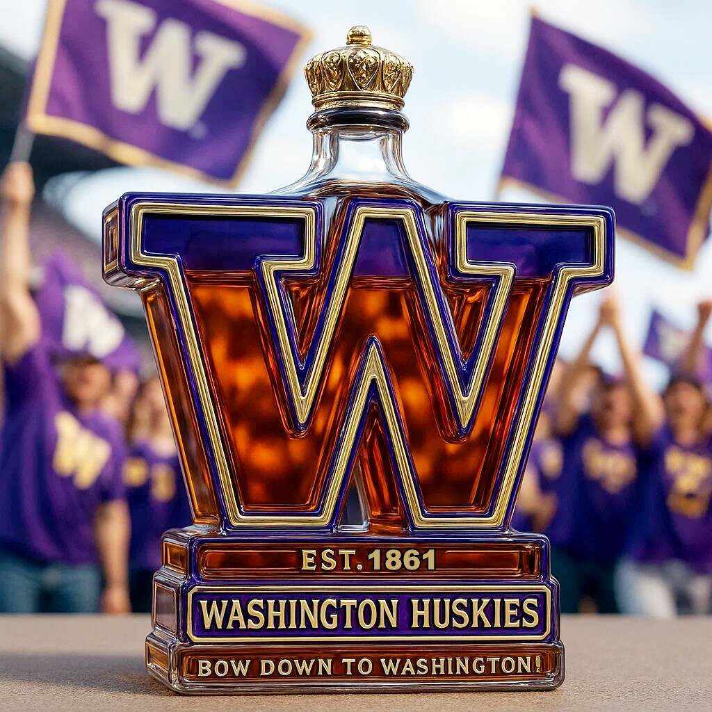 UW Washington Huskies Whiskey Bottle