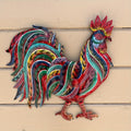 Handcrafted Colorful Metal Rooster Wall Art