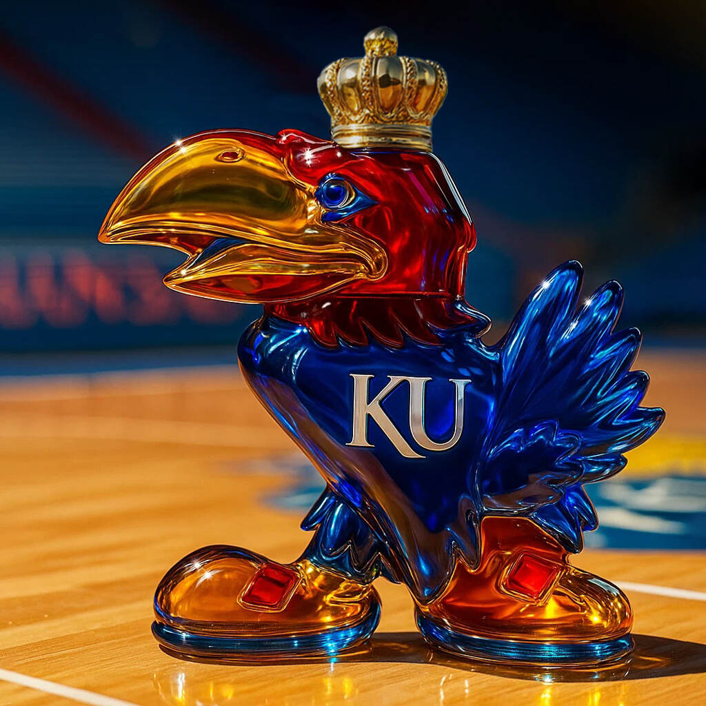 KU Jayhawk Whisky Bottle