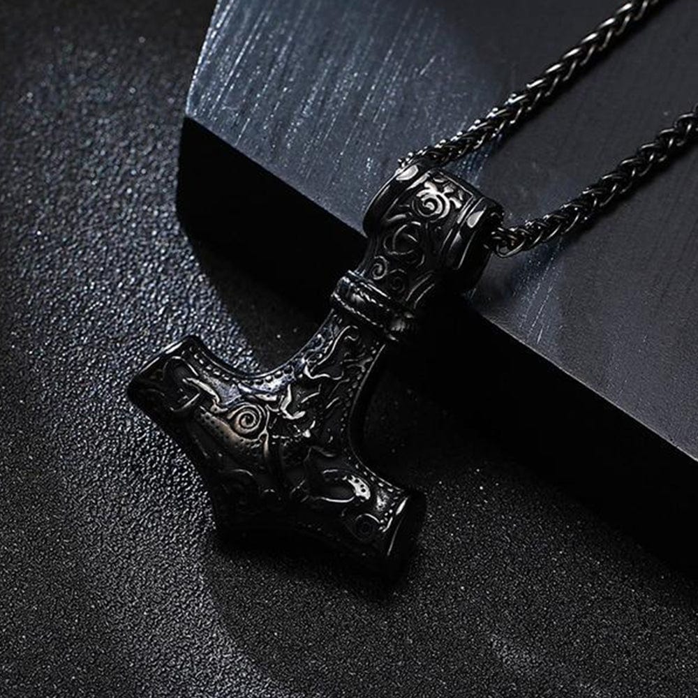 Dark Mjölnir Hammer Pendant Necklace