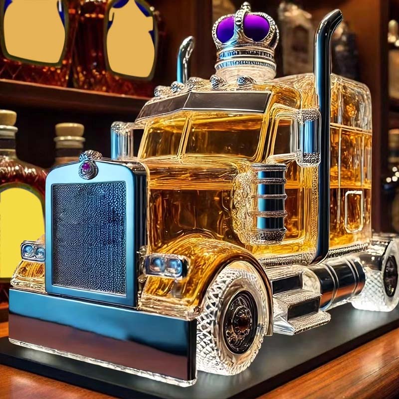 Truck Shape Glass Whiskey Bottle