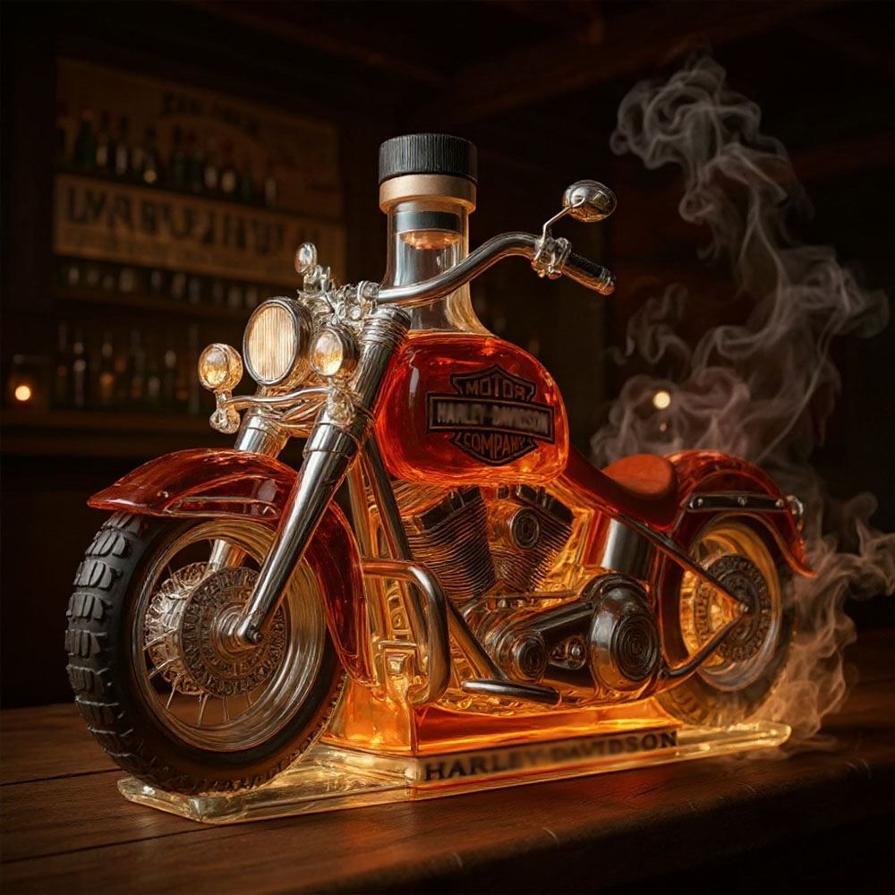 Retro Motorcycle Shape Glass Whiskey Bottle