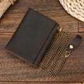 Leather Trifold Wallet with Chain