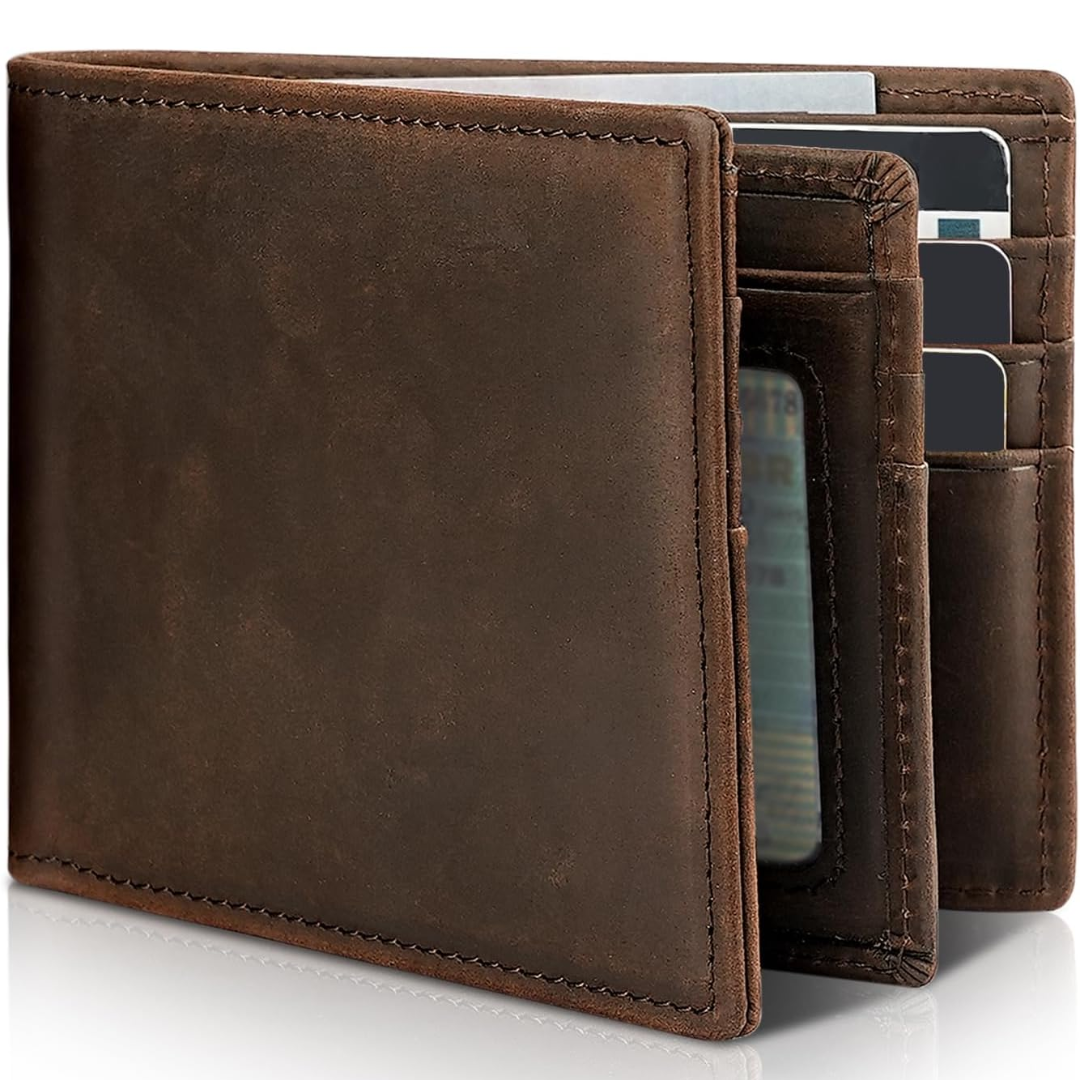 Men's Bifold Genuine Leather RFID Blocking Wallet