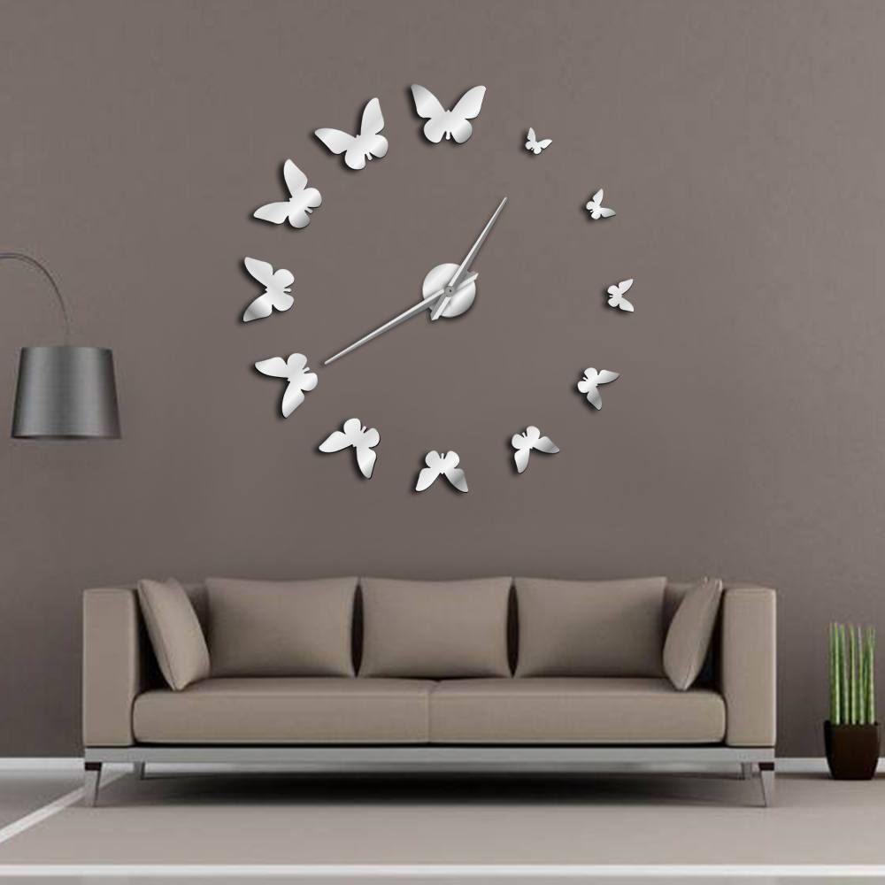 Beautiful Flying Butterflies Large Frameless DIY Wall Clock