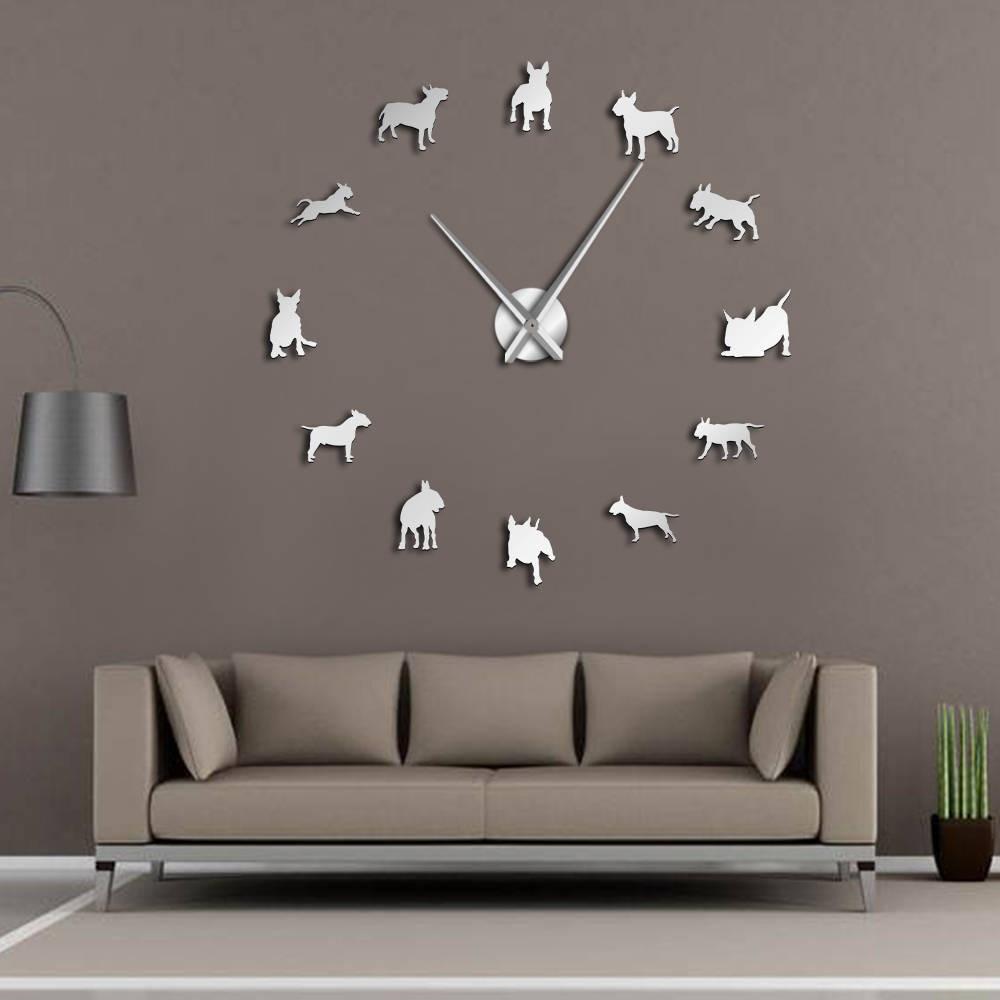Bull Terrier Large Frameless DIY Wall Clock Gift for Bull Terrier Lovers