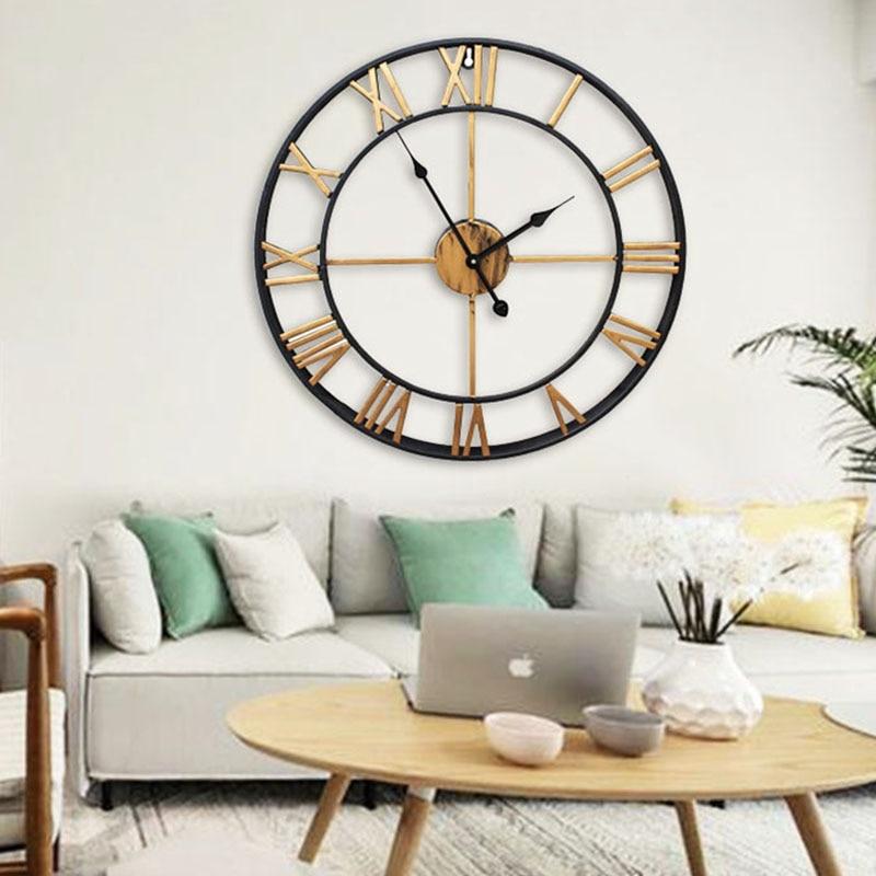 Retro Roman Number Large Metal Wall Clock Wall Decoration