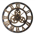 Steampunk Roman Gear Large Wood Wall Clock for Home Bar Cafe Decor